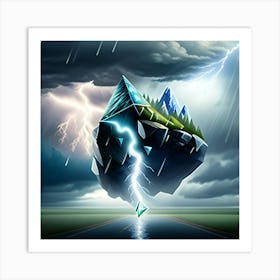 Lightning through the rock world Art Print