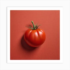 Tomato On A Red Background Art Print