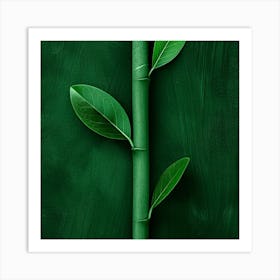 Green Bamboo On A Green Background Art Print