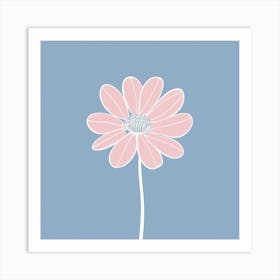 A White And Pink Flower In Minimalist Style Square Composition 463 Art Print