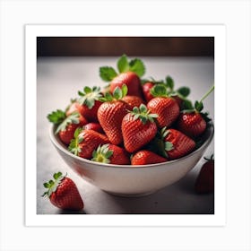 Fresh Ripe Delicious Strawberries In Bowl Healthy Food And Vegetarian 1 Art Print