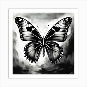A Butterfly Emerging From The Cocoon In Black And (1) Art Print