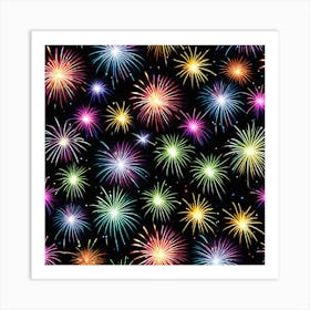 Fireworks On A Black Background 8 Art Print