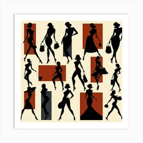 Silhouettes Of Women 3 Art Print