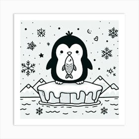 Line Art penguin 3 Art Print