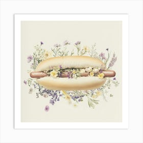 Hot Dog With Wildflowers Art Art Print