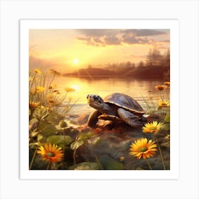 Turtle autumn Art Print