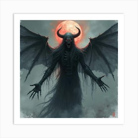 Demonic Soul With A Watercolor Haunted Atmosphere, Dark 1 Art Print