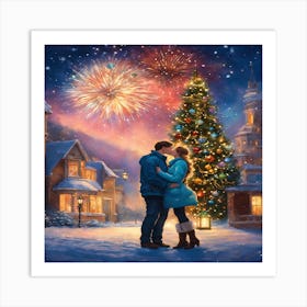 Christmas Kiss Art Print