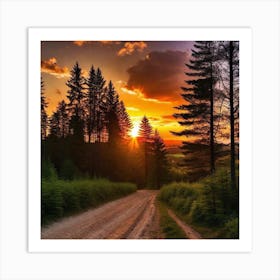 Sunset In The Forest 11 Art Print