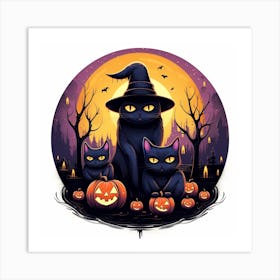 Witches And Pumpkins Art Print