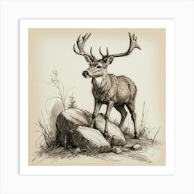 Deer Drawing 40 Art Print