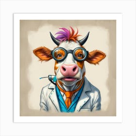 Cow In A Lab Coat 1 Art Print