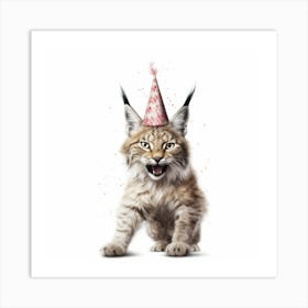 Lynx In Party Hat Art Print