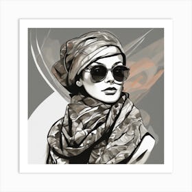 Fashion Girl In Scarf Art Print