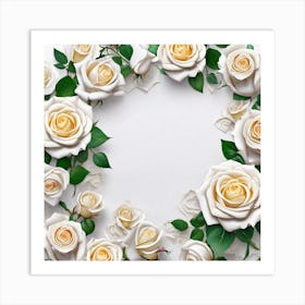 White Roses On White Background 2 Art Print