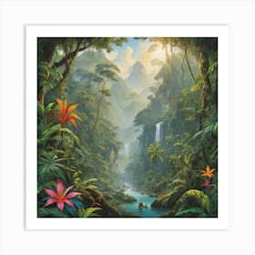 Tropical Jungle paintings art print 2 Art Print