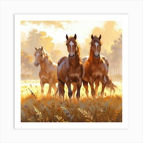 Horses In The Field 2 Art Print