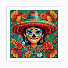 Day Of The Dead Mexican Girl 1 Art Print