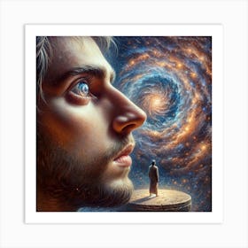 Man Looking At A Galaxy Art Print