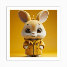 Bunny In Yellow Coat Art Print