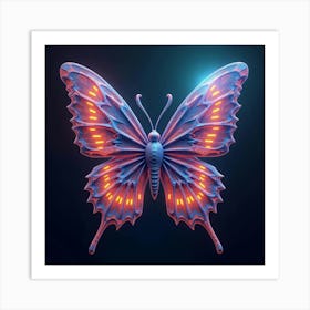 An Abstract Butterfly With Wings Of Fractal, Neon Patterns Fluttering Through A Cosmic Garden Art Print