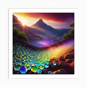 Rainbows In The Mountains Art Print