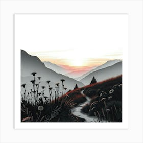 Sunset In The Mountains 47 Art Print