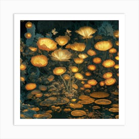 Gilded Garden Nocturnal Blooms (6) Art Print