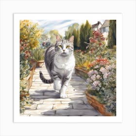 Cat In The Garden Art Print