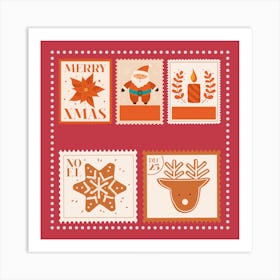 Christmas Stamps Postage Stamps Art Print