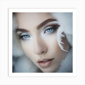 Beautiful Woman With Blue Eyes Art Print