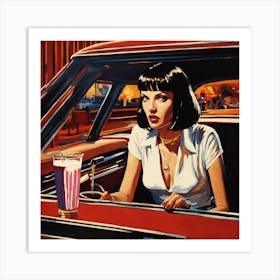 Woman In A Car Art Print