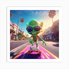 Alien Skate 9 Art Print