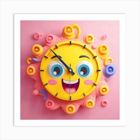 Clock With A Smiley Face Art Print