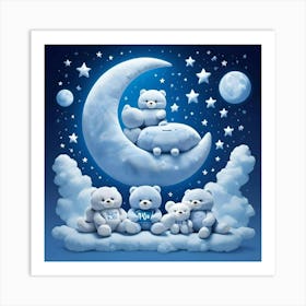 Teddy Bears On The Moon Art Print