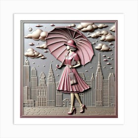 A woman with an umbrella 2 Art Print