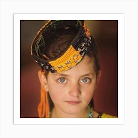 Beautiful Green eyed kalash girl  Art Print