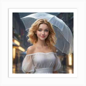 Beautiful Girl With Umbrella 3 Art Print