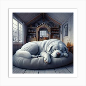 Dog Sleeping In A Room Art Print