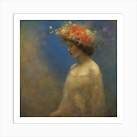 'The Girl With Flowers' Art Print