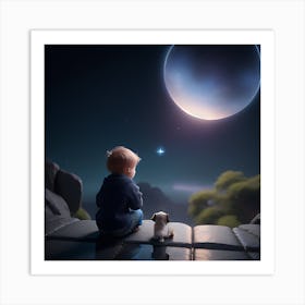 Puppy Love: Gazing into the Galaxy Art Print