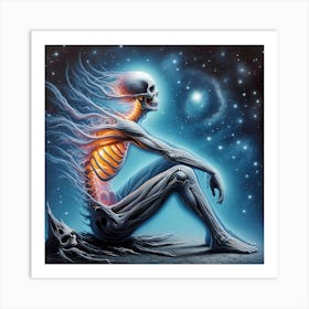 Skeleton In Space Art Print