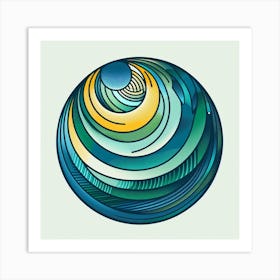 Blue And Yellow Sphere 1 Art Print