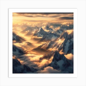 Mountains above clouds Art Print