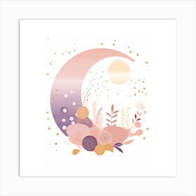 Moon And Flowers Print Art Print