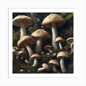 Mushrooms In The Forest 12 Art Print