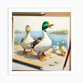 Duck Family 12 Art Print