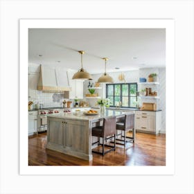 White Kitchen With Wood Floors 1 Art Print