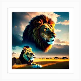 Lions In The Wild Art Print